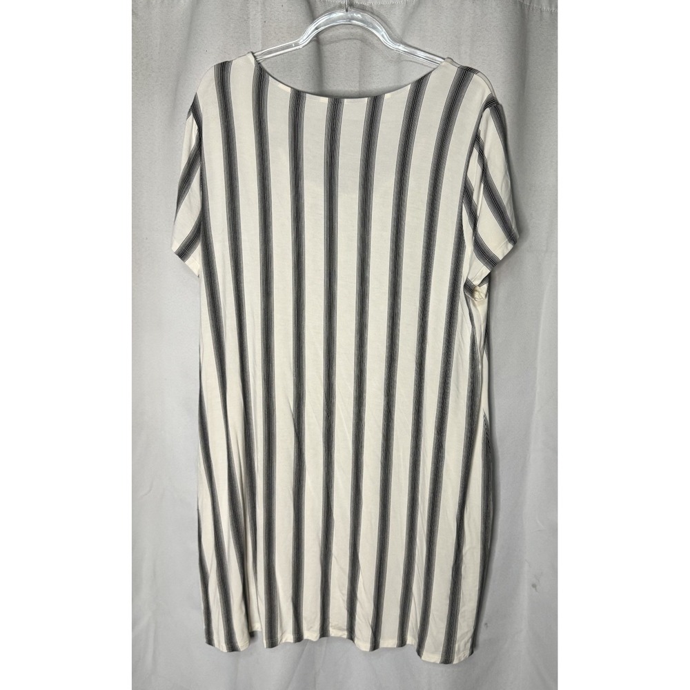 Soma Cool Nights Pajama Nightgown Short Sleeve Size XL Stripes White Black - Picture 3 of 3